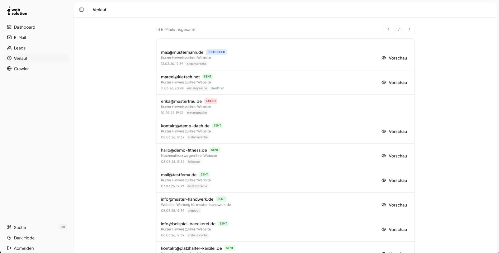 E-Mail-Verlauf
